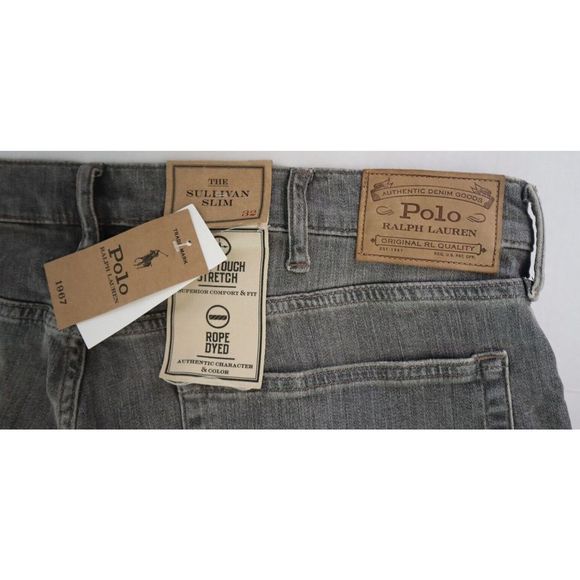 Polo Ralph Lauren Men Sz 38x32 Gray The Sullivan Slim Rope Dyed Jeans $198+ - Picture 6 of 11